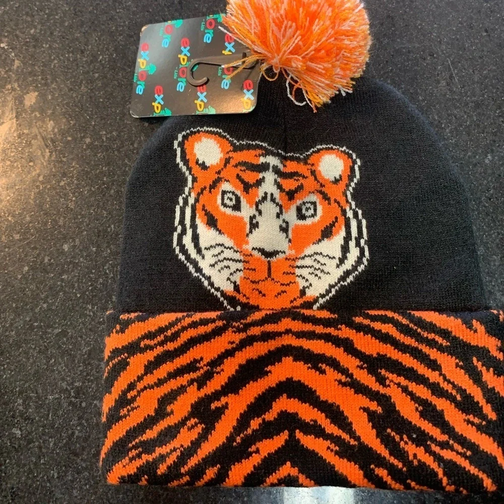 Black and White Patterned Garment beanie tiger design